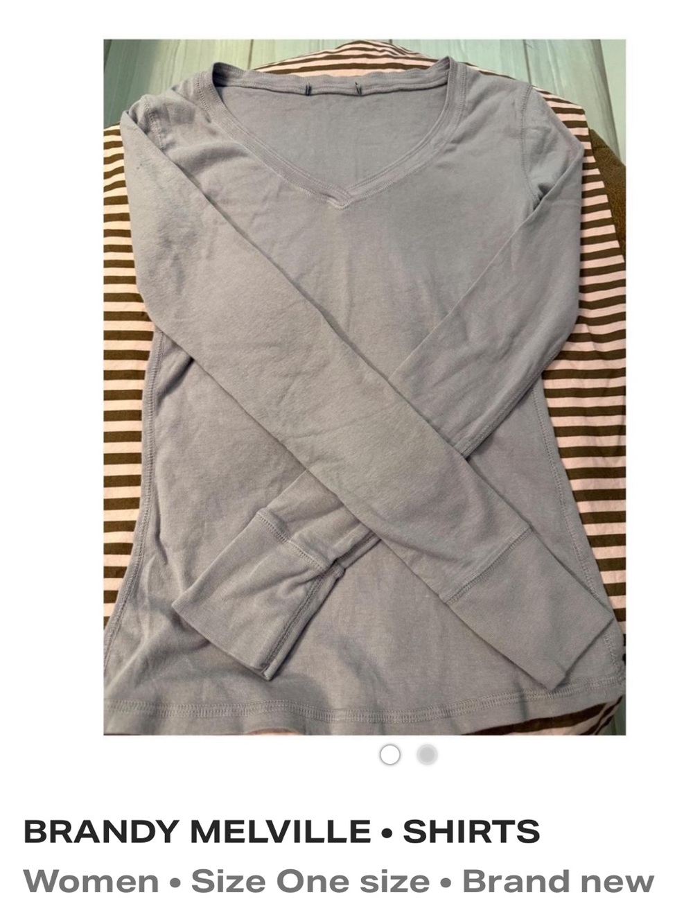 Brandy Melville Pale Blue V-Neck Long Sleeve Top